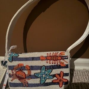 Beaded Sea creature mermaid beaded Shoulder Bag. NWT